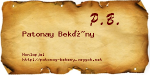Patonay Bekény névjegykártya